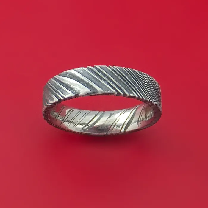 Rings Lashbrook Kuro Damascus Steel Ring Custom Made Band Rings Lashbrook Kuro Damascus Steel Ring Custom Made Band