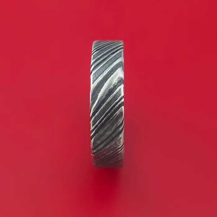 Rings Lashbrook Kuro Damascus Steel Ring Custom Made Band Rings Lashbrook Kuro Damascus Steel Ring Custom Made Band