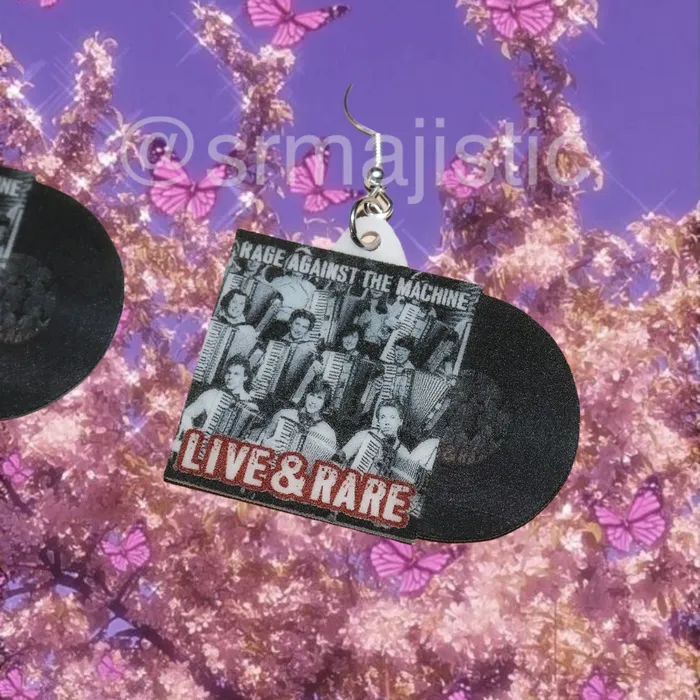 Sam Makes Things Earrings READY TO SHIP Rage Against the Machine Live Rare Vinyl Album Handmade Earrings