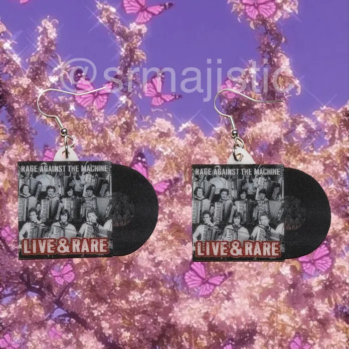 Sam Makes Things Earrings READY TO SHIP Rage Against the Machine Live Rare Vinyl Album Handmade Earrings