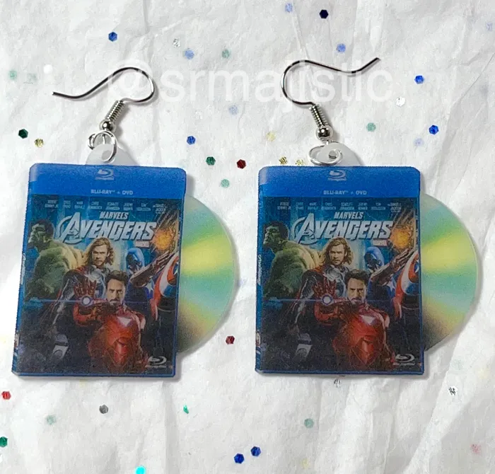 Sam Makes Things The Avengers 2012 DVD 2D detailed Handmade Earrings Earrings