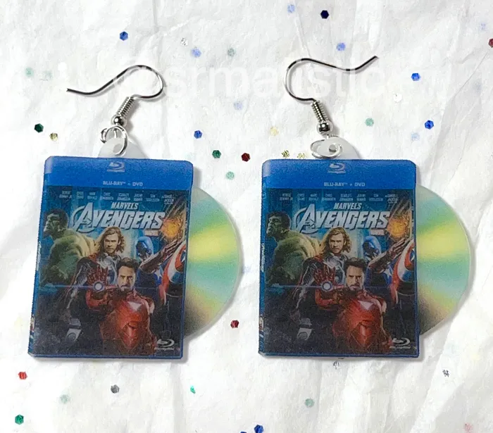 Sam Makes Things The Avengers 2012 DVD 2D detailed Handmade Earrings Earrings