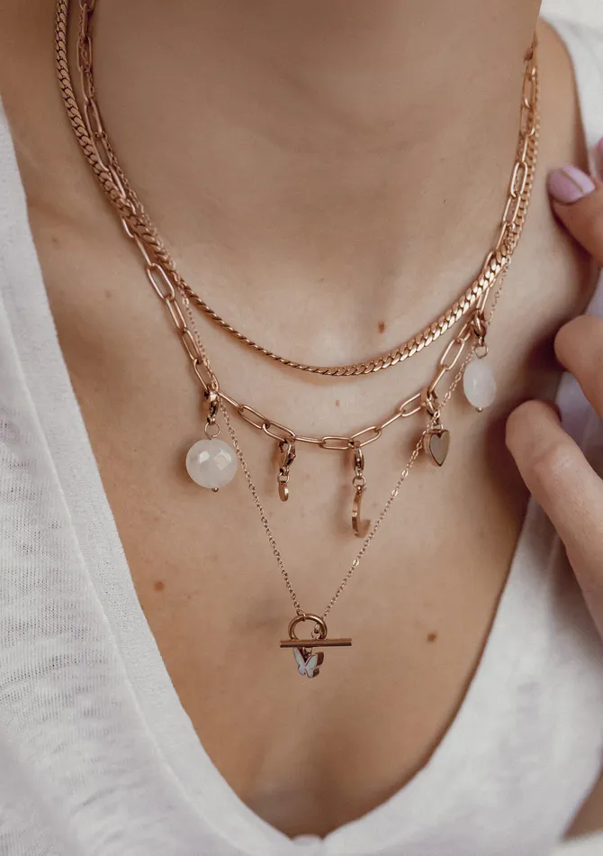 Hey Happiness Necklaces Butterfly Pendant TBar Necklace Rose Gold Hey Happiness Necklaces Butterfly Pendant TBar Necklace Rose Gold