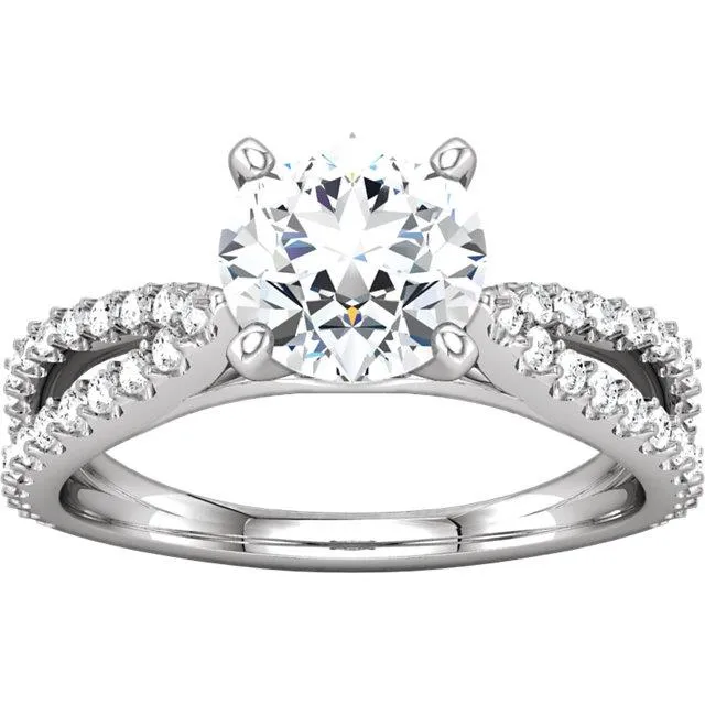Rings 197 Ct Round Natural Earth Mined Diamonds Accented Ring Split Shank Women Jewelry GB