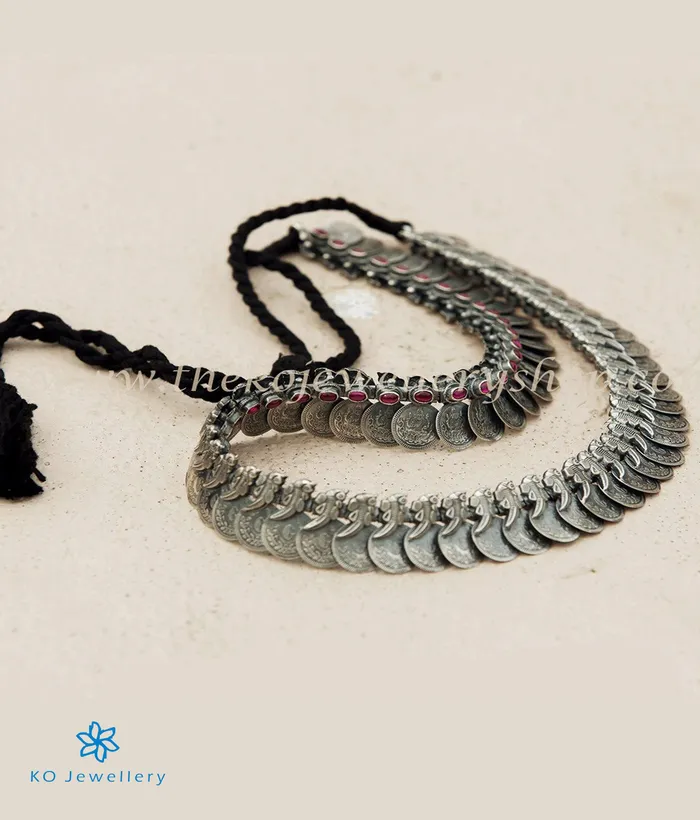 Silversmith Necklaces The Dharaa Antique Silver Kasumala Coin NecklaceWaistbeltOxidised