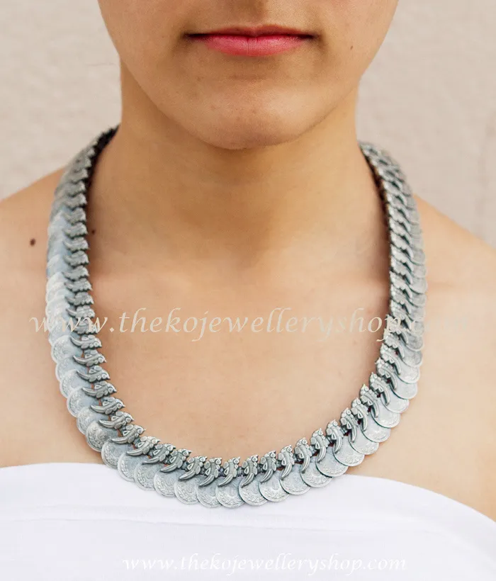 Silversmith Necklaces The Dharaa Antique Silver Kasumala Coin NecklaceWaistbeltOxidised