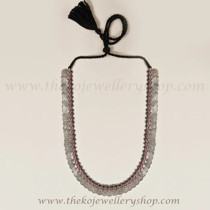 Silversmith Necklaces The Dharaa Antique Silver Kasumala Coin NecklaceWaistbeltOxidised