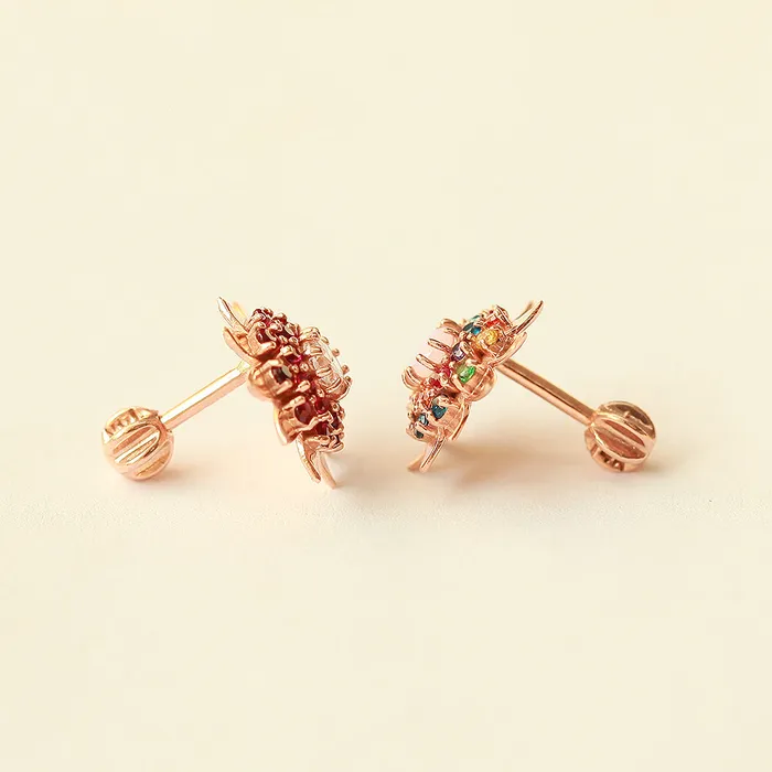 Earrings MinimalBijoux 14K Gold Colorful CZ Sunflower Cartilage Earring 18G16G