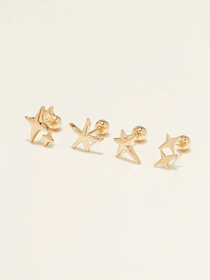 MinimalBijoux Earrings 14K Gold Twinkle Stars Cartilage Earrings 20G18G16G