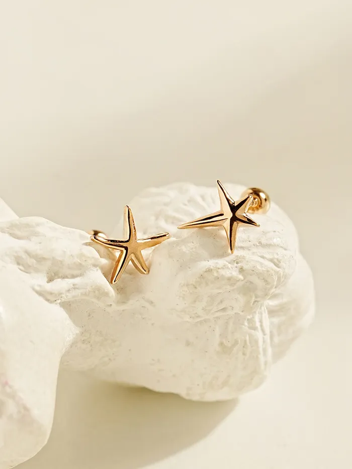 MinimalBijoux Earrings 14K Gold Twinkle Stars Cartilage Earrings 20G18G16G