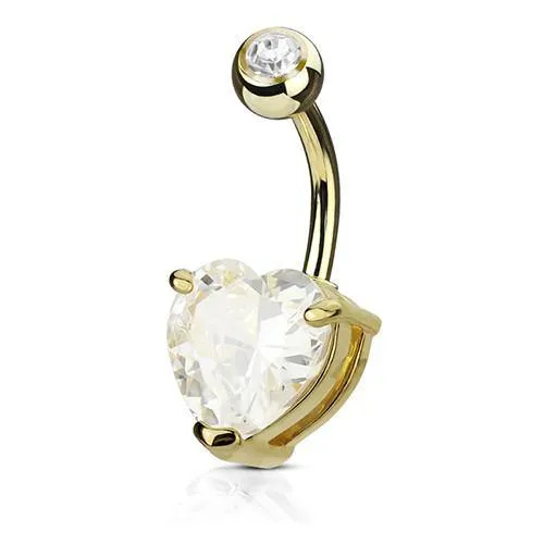Rings Tulsa Body Jewelry Heart CZ Belly Ring Rings Tulsa Body Jewelry Heart CZ Belly Ring