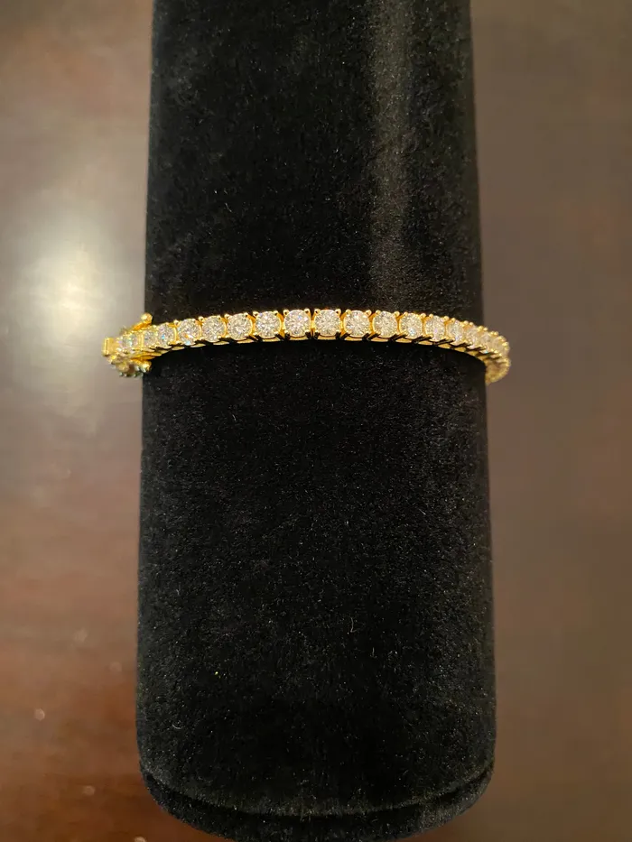 DripGawd Jewelry Bracelets 3mm Moissanite Tennis Bracelet 925 SilverYellow Gold