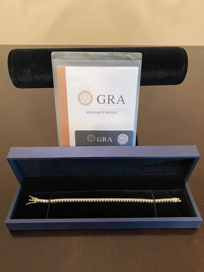 DripGawd Jewelry Bracelets 3mm Moissanite Tennis Bracelet 925 SilverYellow Gold