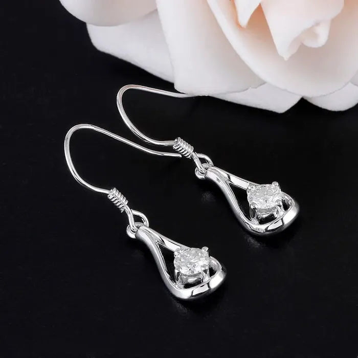 Drop Dangle Moissanite Earrings Platinum Plated Silver 1CTW Luxus Moissanite Rings Jewelry Earrings