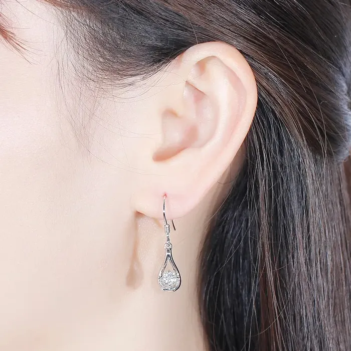 Drop Dangle Moissanite Earrings Platinum Plated Silver 1CTW Luxus Moissanite Rings Jewelry Earrings