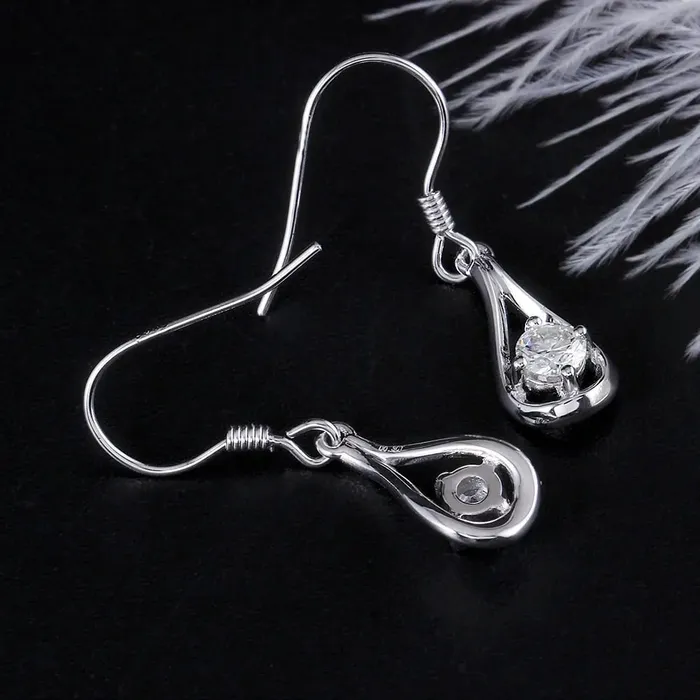 Drop Dangle Moissanite Earrings Platinum Plated Silver 1CTW Luxus Moissanite Rings Jewelry Earrings