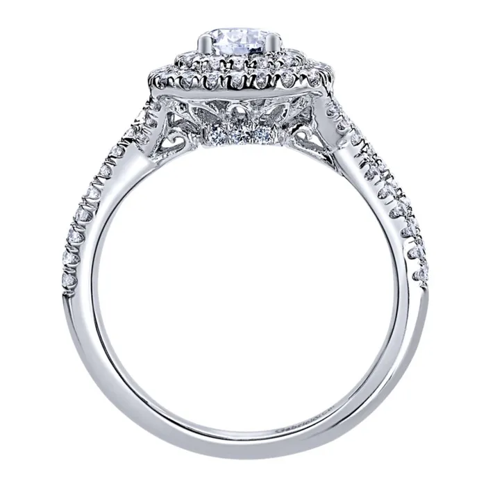 International Diamond Center Rings Gabriel Bridal Collection White Gold Double Halo Engagement Ring 05 ctw