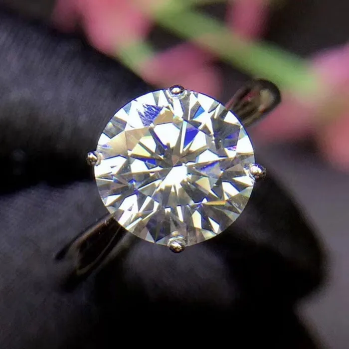 Luxus Moissanite Rings Jewelry Rings Beautiful Platinum Plated Silver Solitaire 2 Carat Moissanite Ring