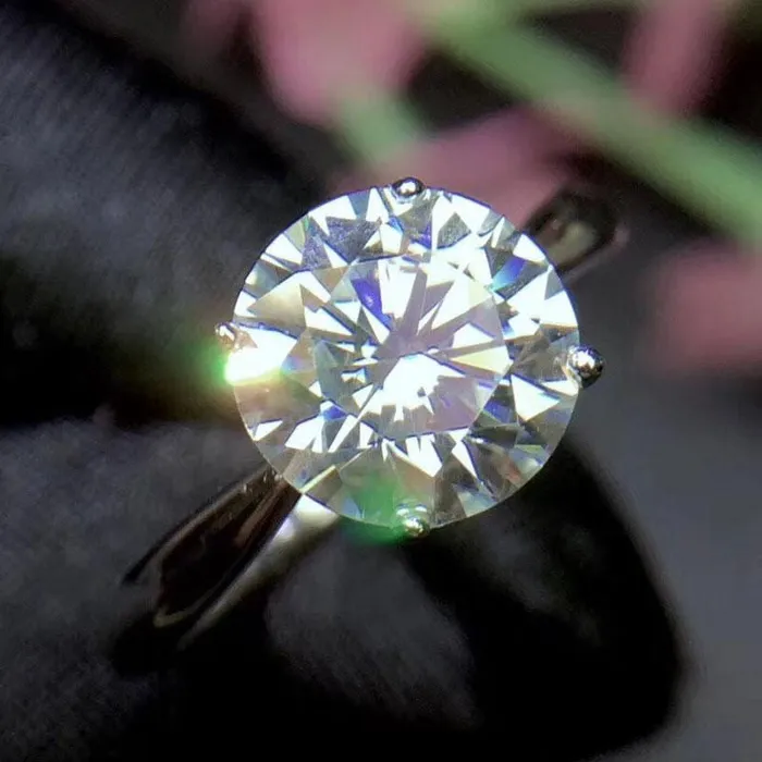 Luxus Moissanite Rings Jewelry Rings Beautiful Platinum Plated Silver Solitaire 2 Carat Moissanite Ring