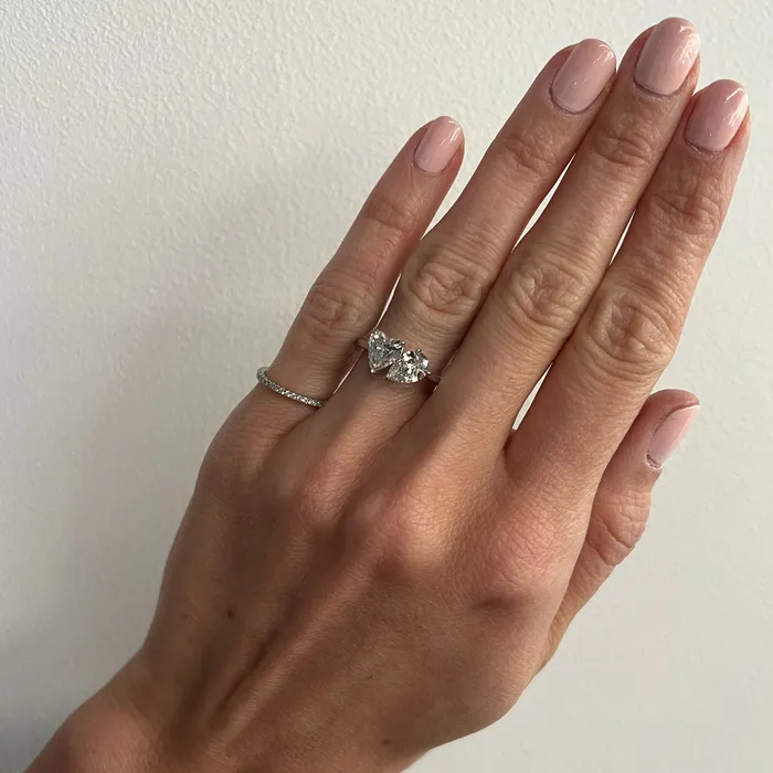 Rings SG Bridal Heart Shaped and Pear Shaped TwoStone Engagement Ring